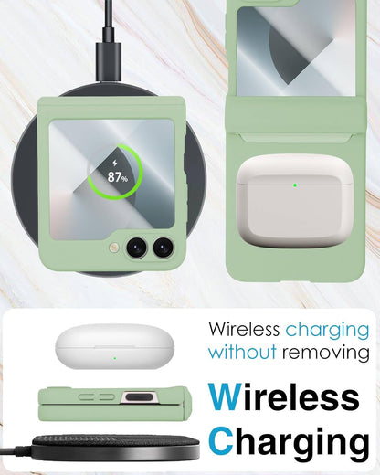 STORMTAL for Samsung Galaxy Z Flip 6 Case/Z Flip 7 FE Case, Hinge Protection, Built-in Screen Protector, Wireless Charging, Slim Rugged Phone Protective Case for Galaxy Z Flip 6 Mint