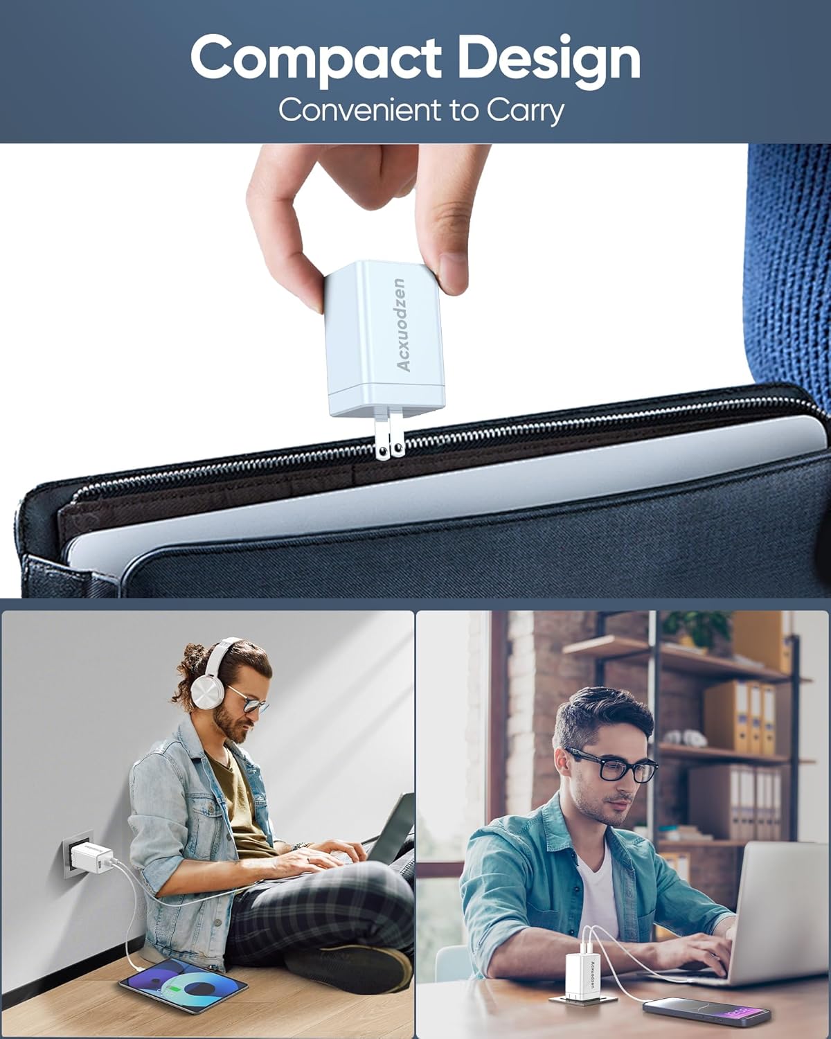 USB C Charger Block 160W, 3-Port GaN Super Fast Charger, Dual 65W Type C Charging Block, Foldable QC3.0 Laptop Fast Charging for MacBook, iPhone, Samsung, Galaxy, iPad, Android, White (1 Pack)