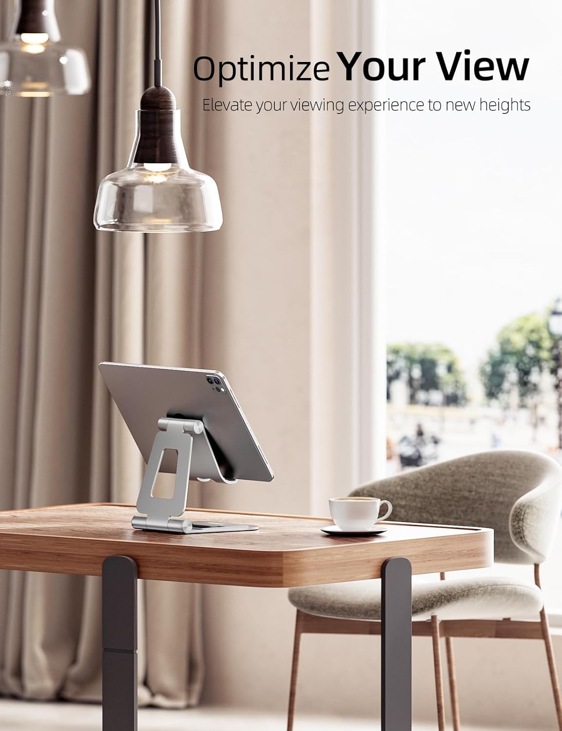 Nulaxy Aluminum Dual Foldable iPad Stand, Fully Adjustable Desktop Tablet Holder, Tablet Accessories for Office Kindle Compatible with Mobile Devices iPad Pro/Air/Mini, iPhone Pro/Max/Plus, Silver