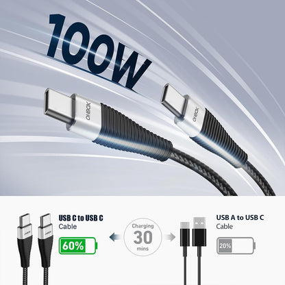 Extra Long USB C to USB C Cable 15FT 100W, USB C Charger Cable Fast Charging Cord Braided, Type C Cable for iPhone 16 15/15Plus/15Pro/Max, MacBook Pro/Air, iPad Pro/Air/Mini,Samsung,Pixel,Laptop