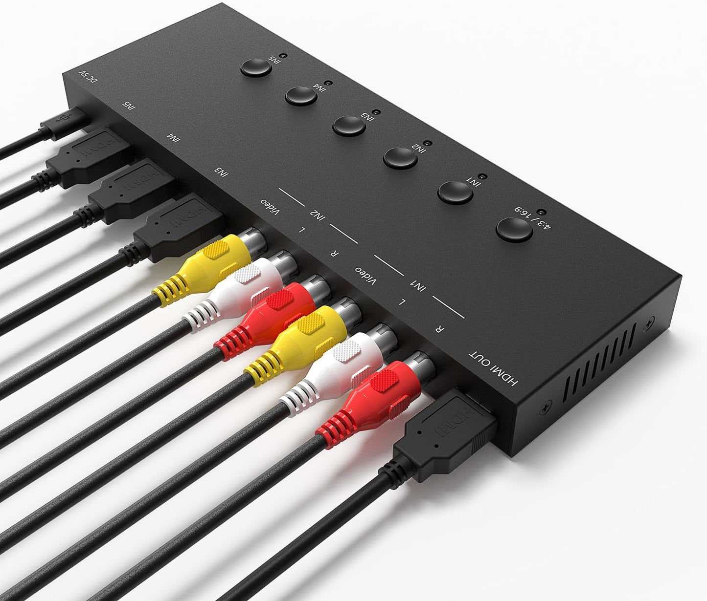 Y.D.F 3 Way HDMI 2.0 Switcher + 2 RCA to HDMI Converter(2 in 1) 2 Way AV Composite CVBS Switch to HDMI Adapter Support 4:3/16:9 Switching for N64 NGC Wii Xbox PS2/3/4/5 Xbox Series/ONE Switch