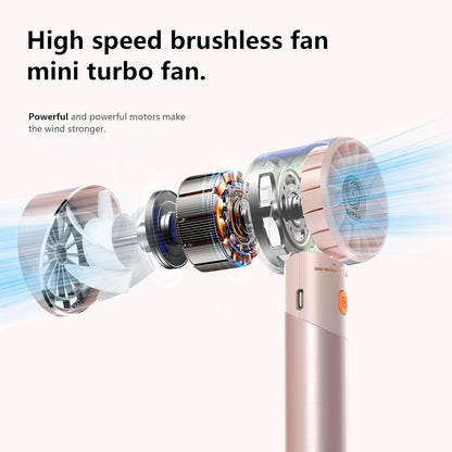 Handheld Fan,Portable Turbo Fan,Powerful Personal Fan(7000rpm High-Speed Motor,Battery Work 3-16 H),USB Rechargeable Mini Handheld Fan for Travel/Outdoor/Gift/Makeup (Rose Pink)