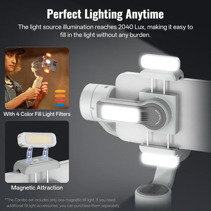 ZHIYUN CINEPEER Smooth 5E Combo Gimbal Stabilizer for iPhone, Android, Built-in Fill Light, Tripod, 3-Axis 300g Payload Phone Gimbal, Gesture Control, Vlogging Stabilizer for YouTube, TikTok