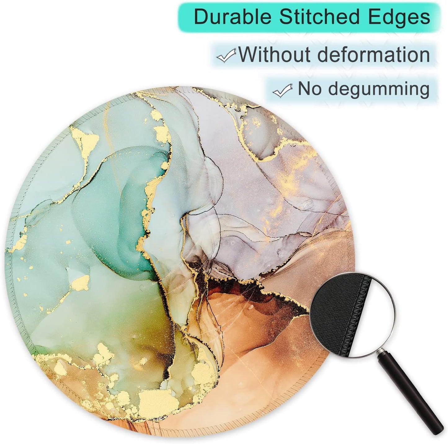 ITNRSIIET Round Mouse Pad with Stitched Edge Premium-Textured Waterproof Non-Slip Rubber Base Desktop Protection Mat Diameter 8.7 inches, Abstract Texture