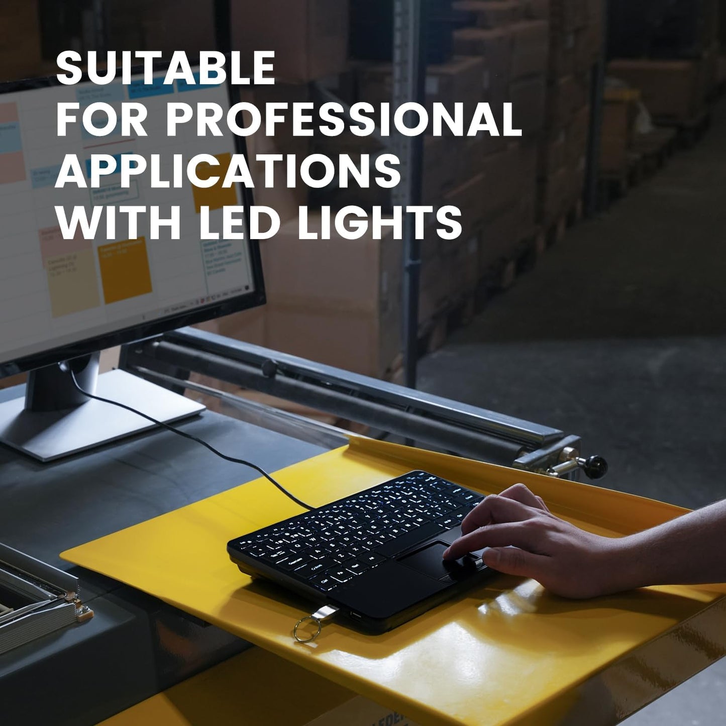 Perixx PERIBOARD-425 US Wired Mini USB Keyboard with Touchpad, X Type Scissor Keys, White Backlit, 2 USB Hubs, Compact 11.18x7.17x1.1 Inches, US English