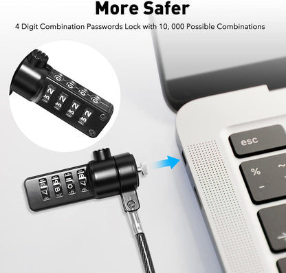 AboveTEK iPad Lock Security Cable w/Adhesive Plates, 6Ft Keyless 4 Digit Combination Tablet Lock Kit, Anti-Theft Hardware Locking Cable for iPhone Cell Phone MacBook Laptop in Showroom Retail Store