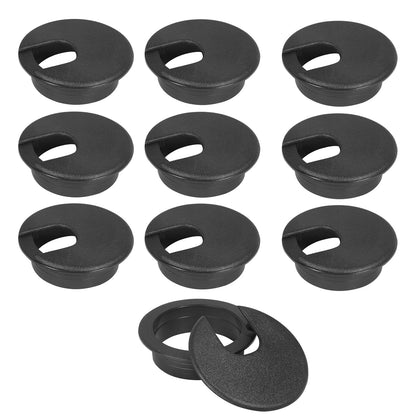 2" Black Desk Grommet, JTemgle Plastic Cable Hole Cover Computer Table Cord Wire Organizer Caps Desktop Cord Management for Home Office TV Stands Tabletops, 10 Pieces