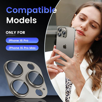 Tensea for iPhone 16 Pro/iPhone 16 Pro Max/iPhone 15 Pro/iPhone 15 Pro Max Camera Lens Protector, Metal Aluminum Alloy Tempered Glass Cover Camera Screen Protector Accessories, Case Friendly
