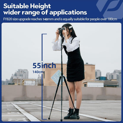 Fotopro Mini Tripod with Ball Head Phone Mount Detachable Selfie Stick Folded only 8.6" Max Load up to 6.6 lbs FY-810 Black