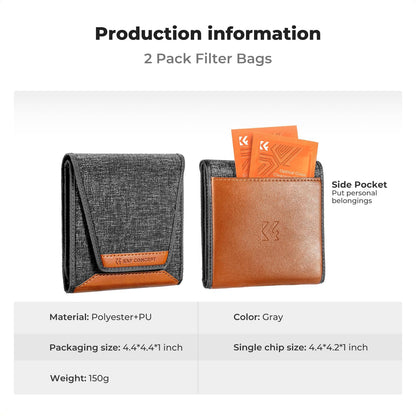 K&F CONCEPT Lens Filter Pouch, Lens Filter Case 3 Pocket Professional Photography Filter Holder Belt Bag Pouch Water-Resistant and Dustproof for Filter Up to 82mm (2Pack)
