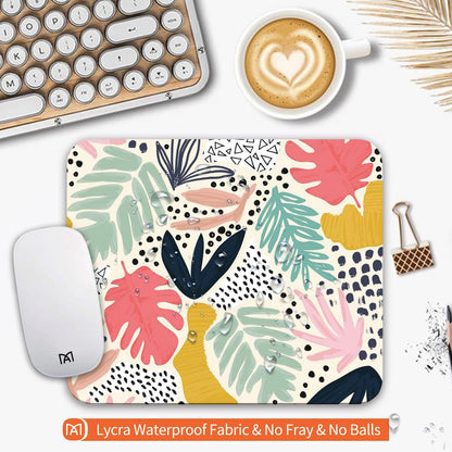 Square Mouse Pad Tropical Plants, Personalized Premium-Textured Custom Mouse Mat Design, Washable Mousepad Cloth, Non-Slip Rubber Base Computer Mouse Pads for Wireless Mouse