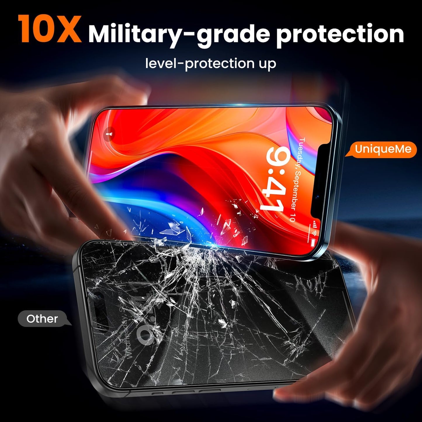 UniqueMe for iPhone 12 / iPhone 12 Pro Screen Protector - [Military Grade Shatterproof & 9H+ Hardness] Screen Protector 12 Pro Tempered Glass Full Coverage Protection, Easy Installation, 2 Packs