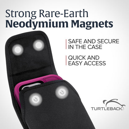 Turtleback Belt Clip for iPhone 16 Pro, 16e, 15 pro 14 Pro 13 Pro -Large- Fits w/Defender Bulky Style Cases - Premium Black Nylon, Vertical Belt Holder, Magnetic Closure HD Rotating Belt Clip