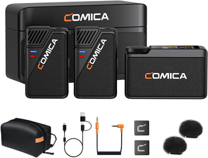 COMICA BooMax Wireless Lavalier Microphone for Cameras, Smartphones, 2.4G Internal Dual Lapel Mic with 32G Storage,Noise Cancellation,IPS Touchscreen for Vlogs, Interviews, Live Streamings,TikTok