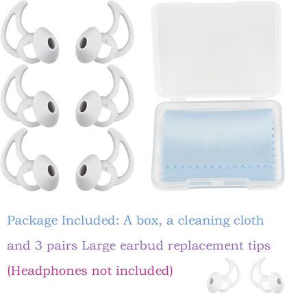 Silicone Ear Tips Replacement Earbud Tips Compatible with Bose Quietcomfort and Sport Headphone Ear Bud Tips Earbud Covers Large 3 Pairs