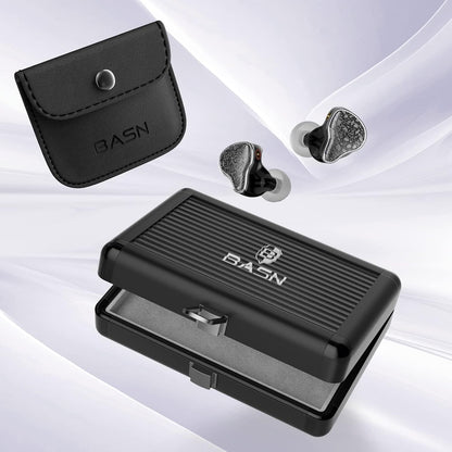 BASN Bmaster5 in Ear Monitors, 1DLC Diaphragm+4BA 5 Drivers Drummers Headphones with Silver-Plated OFC Cable, Noise Isolation IEM Earbuds for Musicians (Midnight Black)