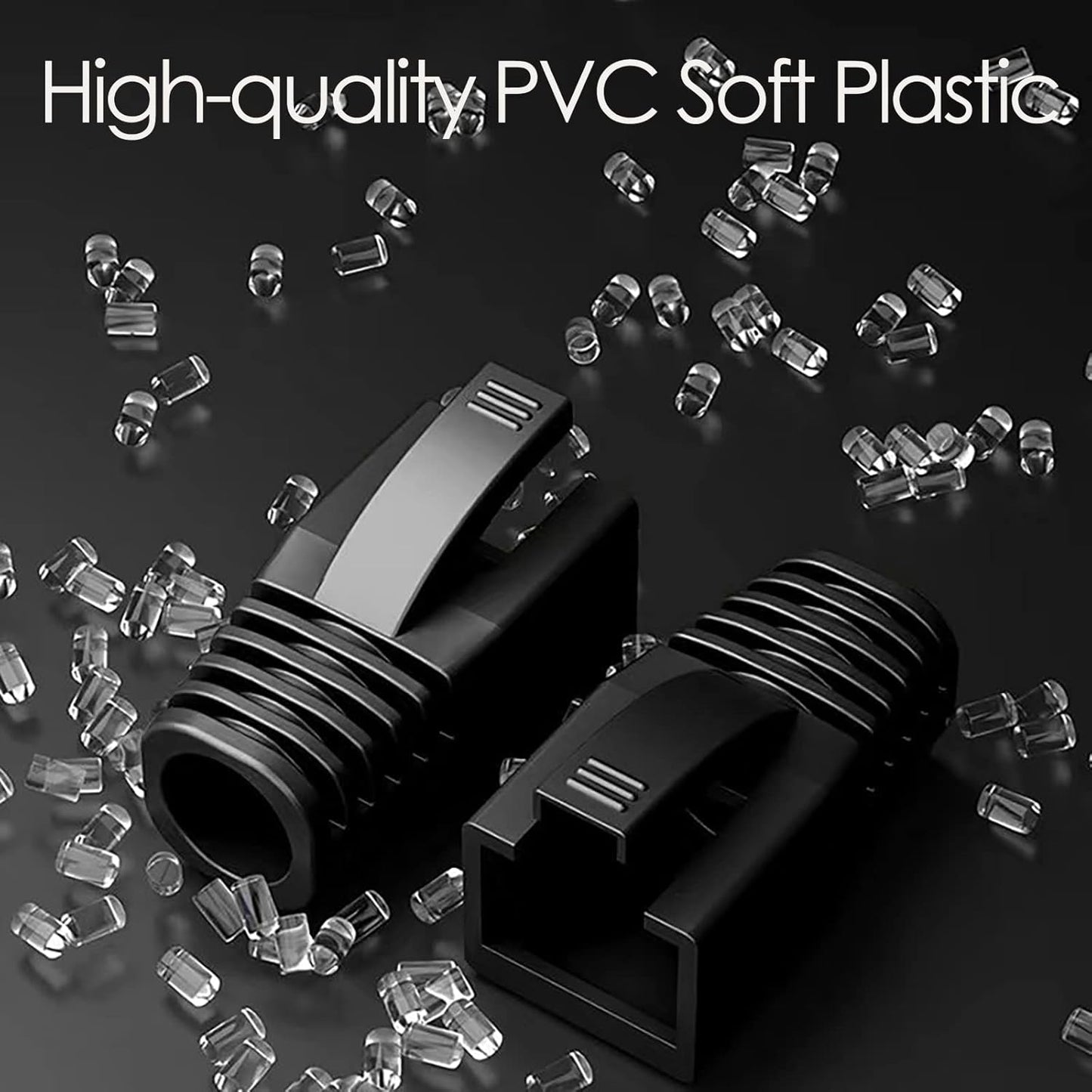 100Pack RJ45 Boot Cover, Cat5 Cat6 Cat6A Ethernet Network Cable Strain Relief Boot, Fits Overall Jacket Diameter 5.5-6.5MM Ethernet Cable (Hole Diameter: 6.5mm, Black)