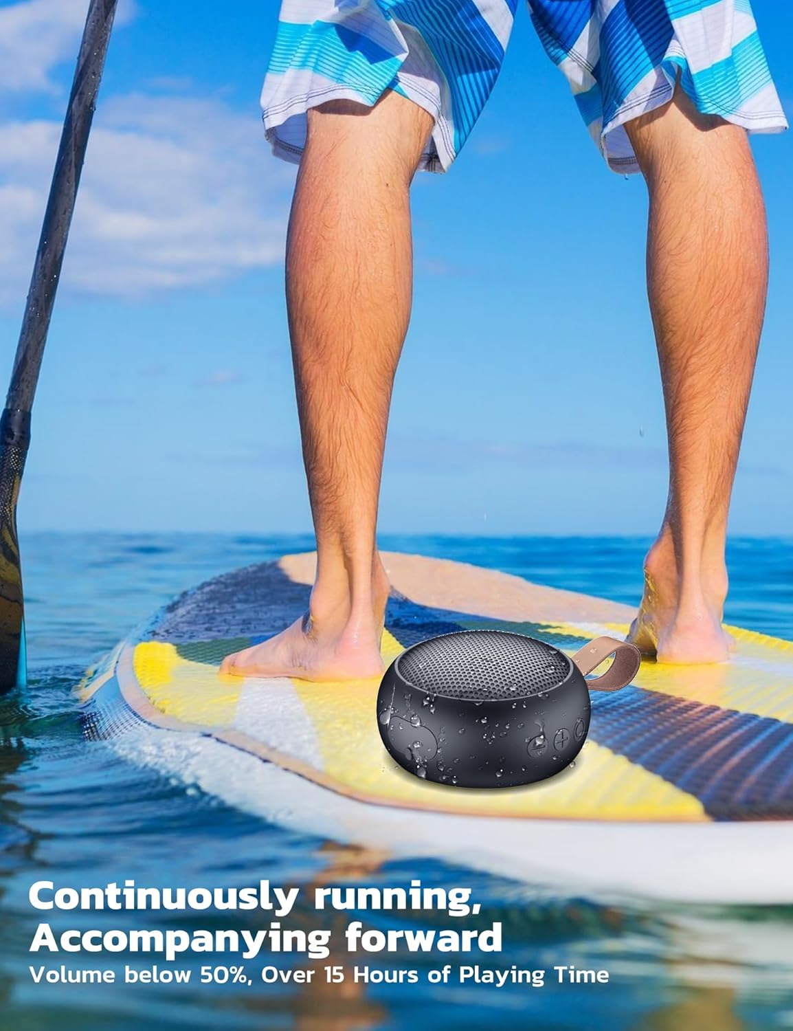Portable Bluetooth Speaker, IPX7 Waterproof Small Shower Speaker Wireless Bluetooth with Loud Sound, Support TF Care/Built-in Mic- for Carabiner, Beach, Camping, Hiking, Pool, Great Gift (Black)