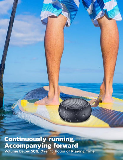 Portable Bluetooth Speaker, IPX7 Waterproof Small Shower Speaker Wireless Bluetooth with Loud Sound, Support TF Care/Built-in Mic- for Carabiner, Beach, Camping, Hiking, Pool, Great Gift (Black)