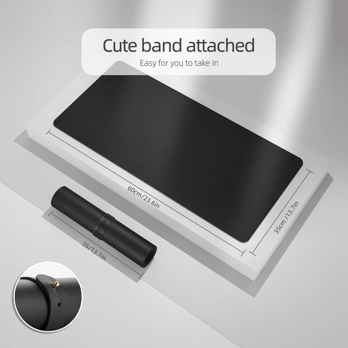 YSAGi Office Desk Pad, Desk Mat, 23.6" x 13.7" Ultra Thin Waterproof PU Leather Desk Blotter, Laptop Leather Desk Pad Protector for Keyboard and Mouse, Dual-Sided Desk Writing Pad for Office(Black)