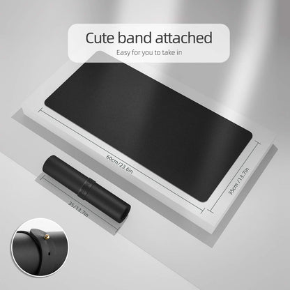 YSAGi Office Desk Pad, Desk Mat, 23.6" x 13.7" Ultra Thin Waterproof PU Leather Desk Blotter, Laptop Leather Desk Pad Protector for Keyboard and Mouse, Dual-Sided Desk Writing Pad for Office(Black)