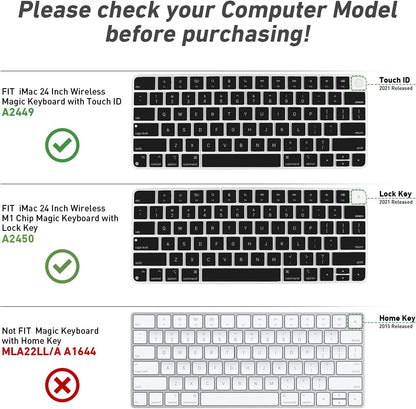 Allinside Silicone Keyboard Cover for iMac Magic Keyboard A2449/A2450, Protective Skin for iMac 24" Wireless Keyboard Released in 2021, US Layout, Black