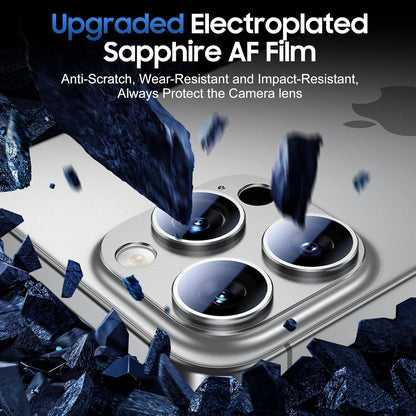 UniqueMe for 3 Pack iPhone 15 Pro/iPhone 15 Pro Max Camera Lens Protector, [Drop Protection] [Case Friendly] Camera Cover Screen [Update New Version] - All-Silver