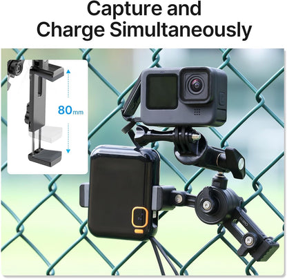 jusmo CM010 Cell Phone Fence Mount Game Changer Mounting Kit for GoPro, iPhone, AKASO, DJI Osmo Action, Insta360, Mevo Start for Recording Baseball Softball Tennis Gamechanger Streaming Kit
