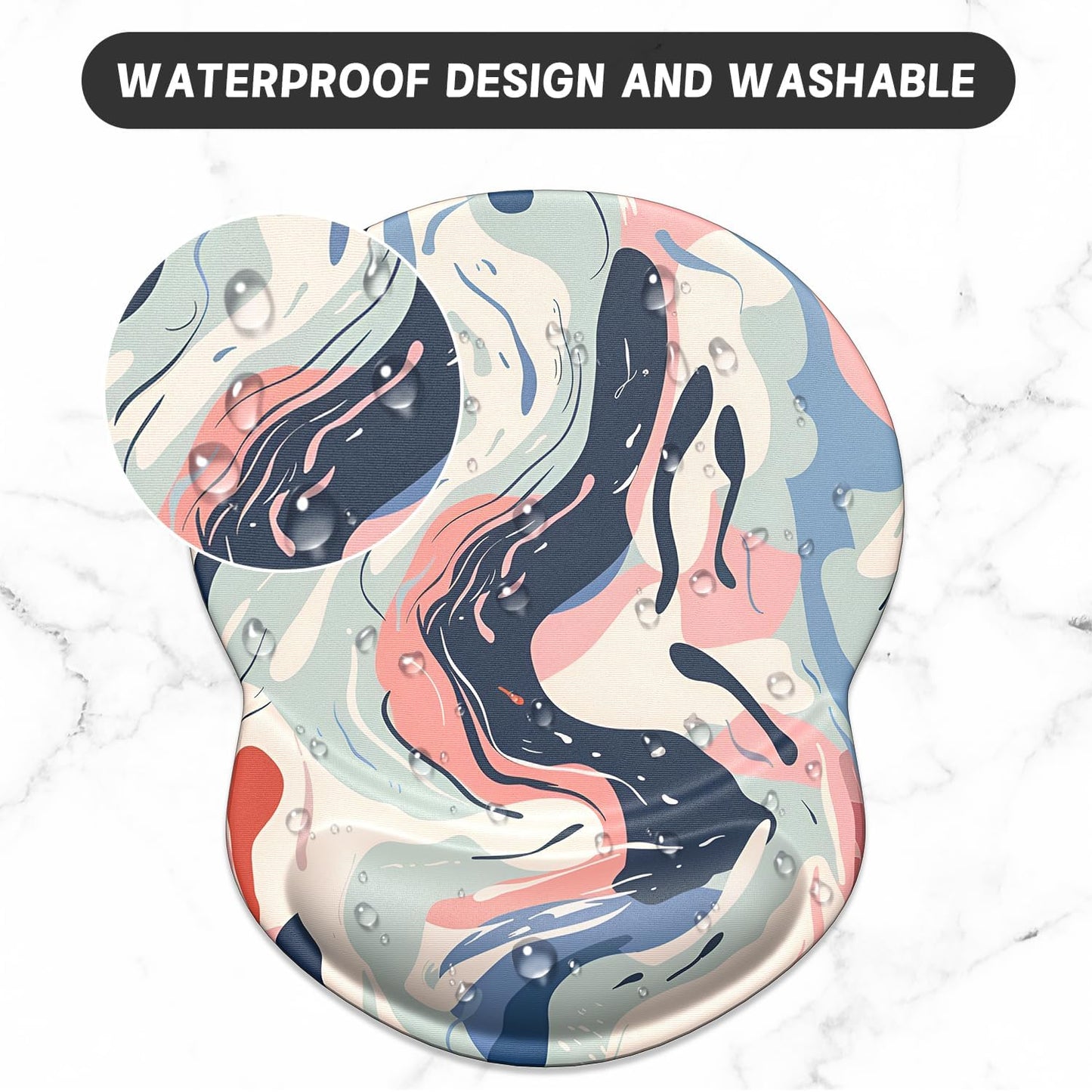 ITNRSIIET Ergonomic Mouse Pad with Gel Wrist Support Small Wrist Rest Smooth Surface Non-Slip PU Base Comfortable Office Supplies Pain Relief, 8.7 x 7.2 inches, Art Style Pattern