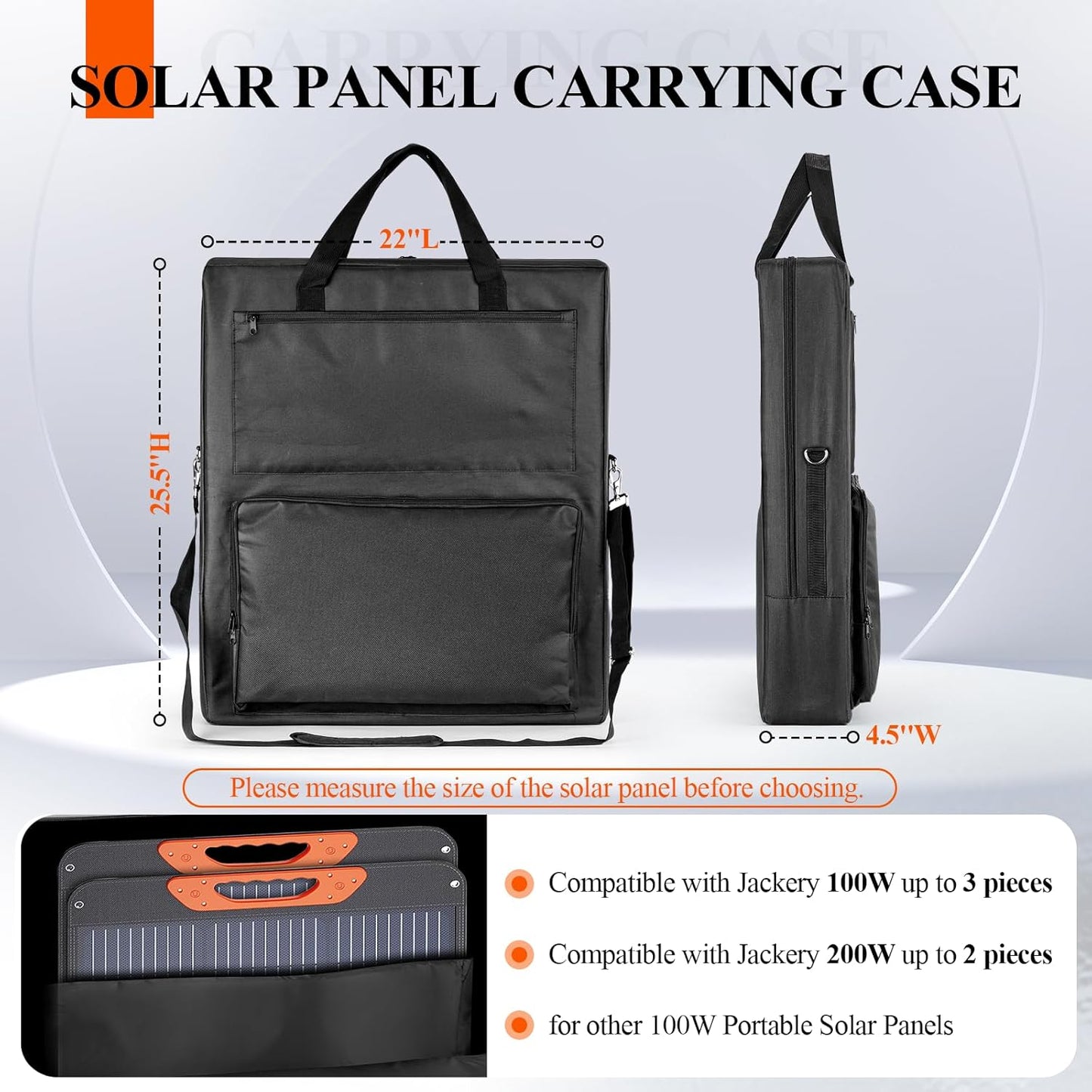 Bag for Portable Solar Panel 100w 200w,Waterproof Solar Panel Carrying Case Compatible with Jackery Solarsaga,Padded Travel Solar Protector Case with Accessory Pocket
