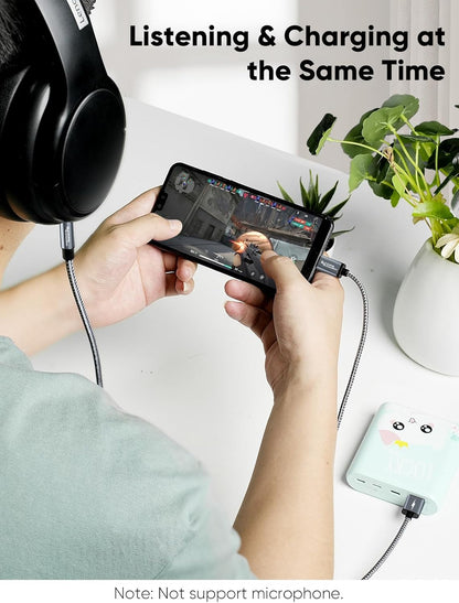 CableCreation USB C to 3.5mm Audio Cable with USB Charging Cable, Car Aux Cable, Type C to Aux Jack Headphone Car Stereo with 18W Charge for iPhone 16 15 Pro Max Plus, Galaxy S24/S23+, Pixel 9/8/7+