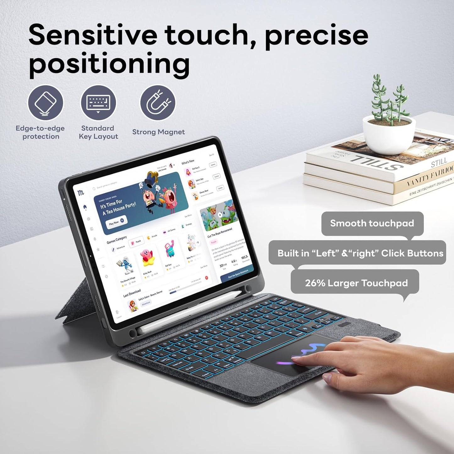 Combo Keyboard Case with Trackpad for ipad Air 11-inch (M2) 2024 & iPad Pro 11 inch (1st/2nd/3rd/4th Generation), Detachable Backlit Keyboard with Kickstand, Multi-Mode, For 10.9”iPad Air 4th/5th Gen