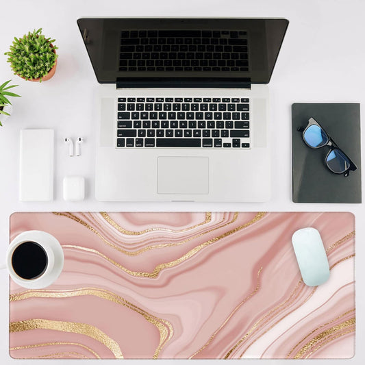 Mouse Pad Large Liquid Marble Non-Slip Gaming Desk Mat with Stitched Edge Laptop Keyboard Desk Pad for Work Home Gaming (35.4 x 15.7 Inches)