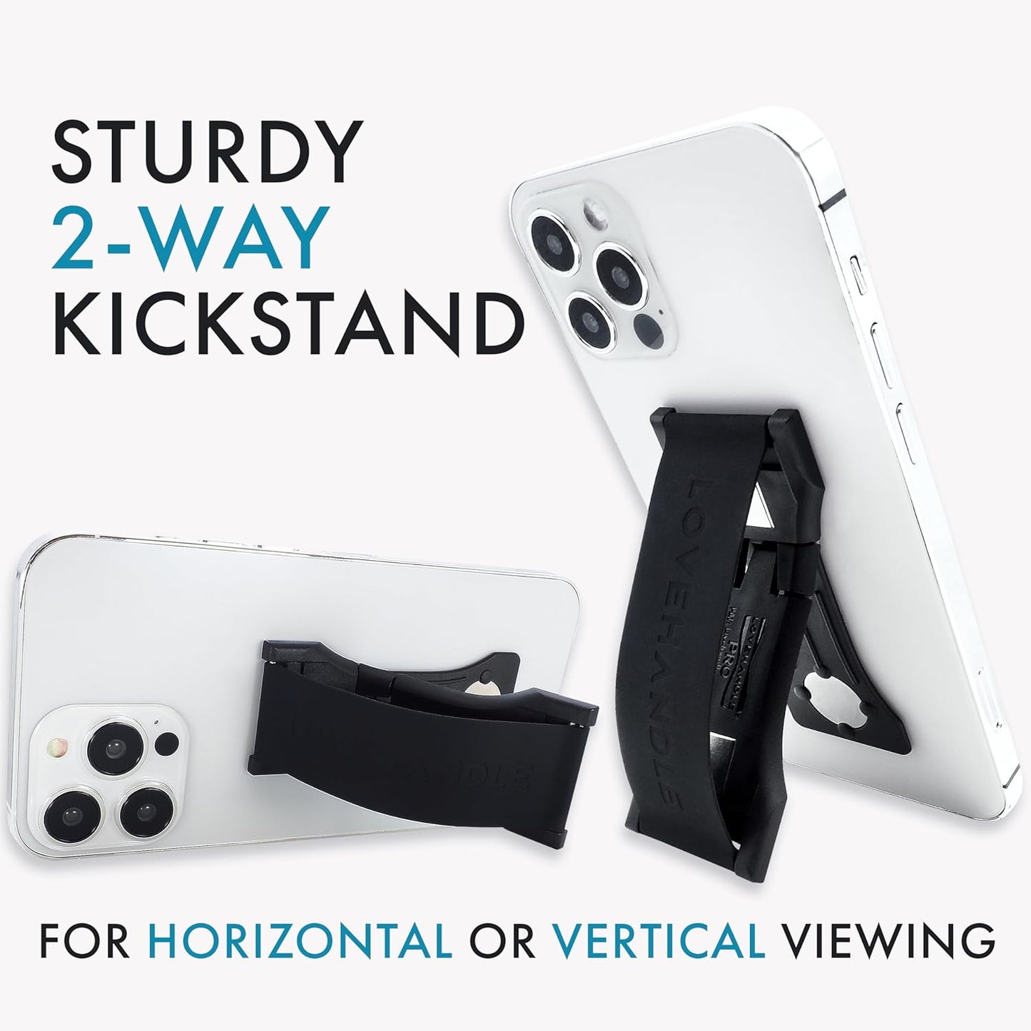 LOVEHANDLE PRO Premium Phone Grip - Silicone Phone Strap - Magnetic Phone Mount and Kickstand for Smartphone and Tablet - Black and White Checkered