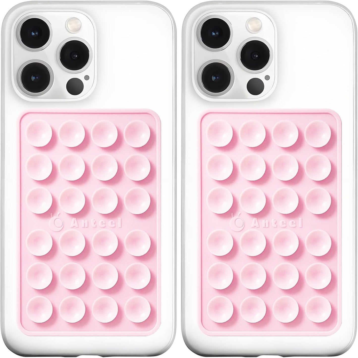 Anteel MAX Silicone Suction Phone Case Adhesive Mount, Upgraded Super Strong Grip, Durable, Easy to Use, Hands-Free Sticky Phone Holder for Selfies, Tiktok Videos, 2.56"x3.94" (LPK&LPK)