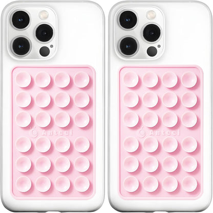 Anteel MAX Silicone Suction Phone Case Adhesive Mount, Upgraded Super Strong Grip, Durable, Easy to Use, Hands-Free Sticky Phone Holder for Selfies, Tiktok Videos, 2.56"x3.94" (LPK&LPK)