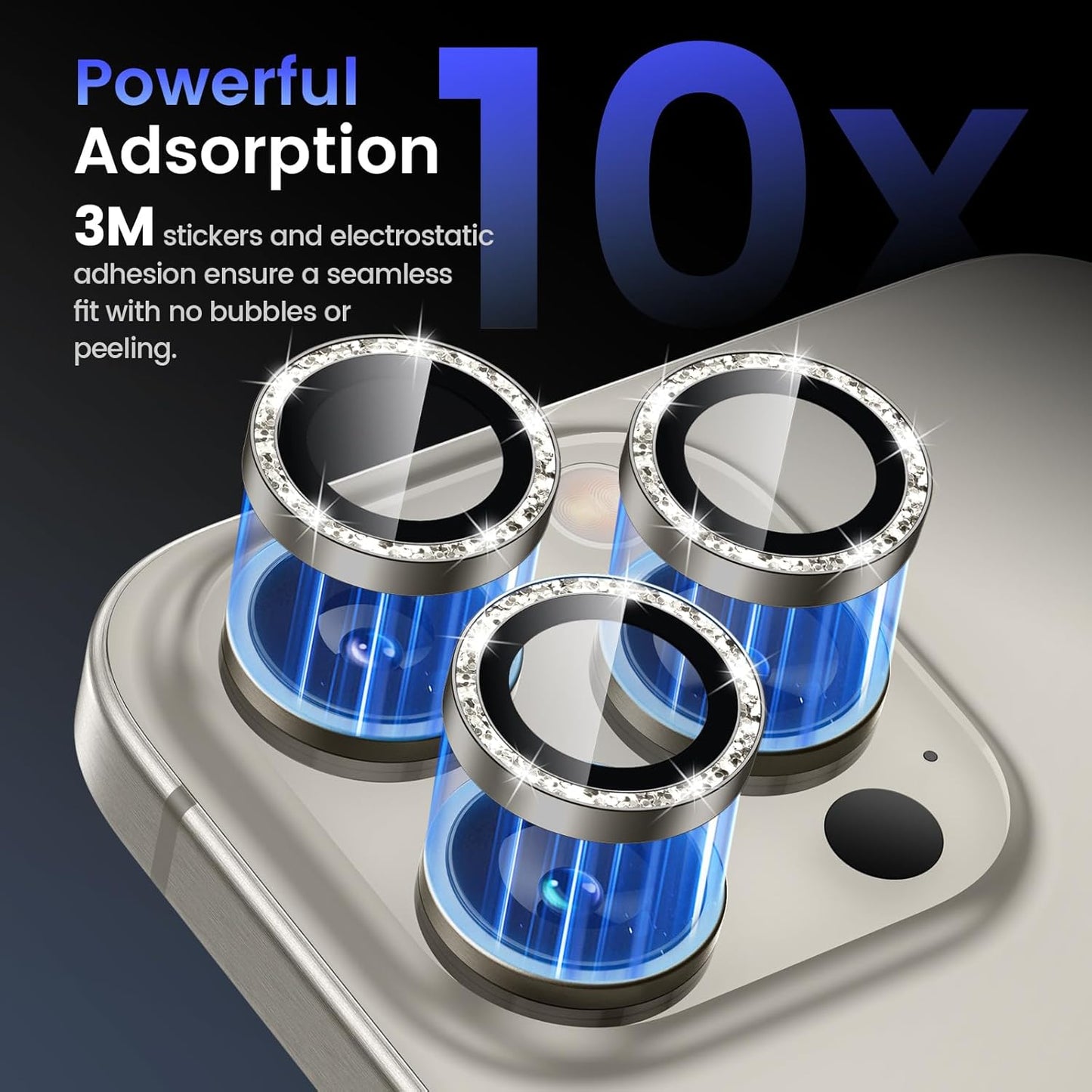 Tensea Camera Lens Protector Compatible for iPhone 16 Pro Max/16 Pro/14 Pro Max/14 Pro, Metal Aluminum Alloy Tempered Glass Cover Camera Screen Protector Accessories, Case Friendly