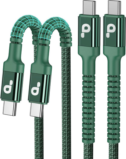 USB C Cable 6FT, 2Pack USBC to USBC Fast Charging Cable, iPhone 16 15 Charger Cable Long Type C Cord Nylon Braided Compatible with iPhone 16/15/Pro Max/Plus/Samsung Galaxy S23/LG/Switch-Green