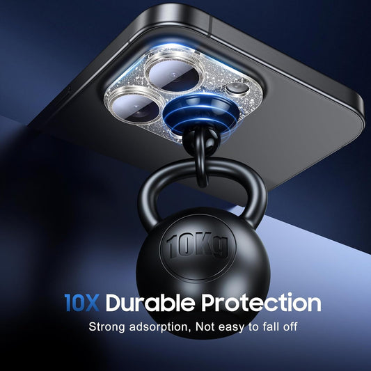 UniqueMe for 3 Pack iPhone 16 Pro/iPhone 16 Pro Max Camera Lens Protector - [Drop Protection] [Case Friendly] 9H Tempered Glass Camera Cover Screen [Update New Version] - Glitter Black