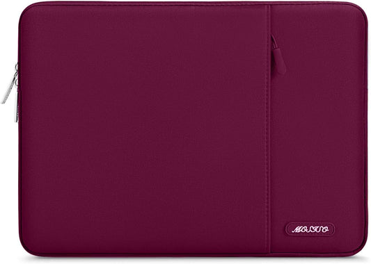 MOSISO Laptop Case 14 inch, 14 inch Laptop Sleeve Compatible with HP Lenovo Dell ASUS Acer, HP Stream, Dell Latitude, Lenovo IdeaPad, Polyester Vertical Computer Sleeve Bag with Pocket, Wine Red