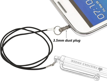 The Friendly Swede Micro-Knit Stylus Pen for Touchscreen — 6-Pack Hybrid Fiber Tip Universal Capacitive Stylus Pen for iPad; Lanyards & Cleaning Cloth - Silver/Aqua Blue/Green/Dark Blue/Yellow/Black