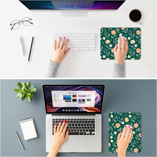 ITNRSIIET Mouse Pad Non-Slip Rubber Base Smooth Surface Stitched Edges Waterproof Durable Compatible with All Mice for Office & Gaming, Desk Accessory, 10.2x8.3x0.12 inch, VintageBloom