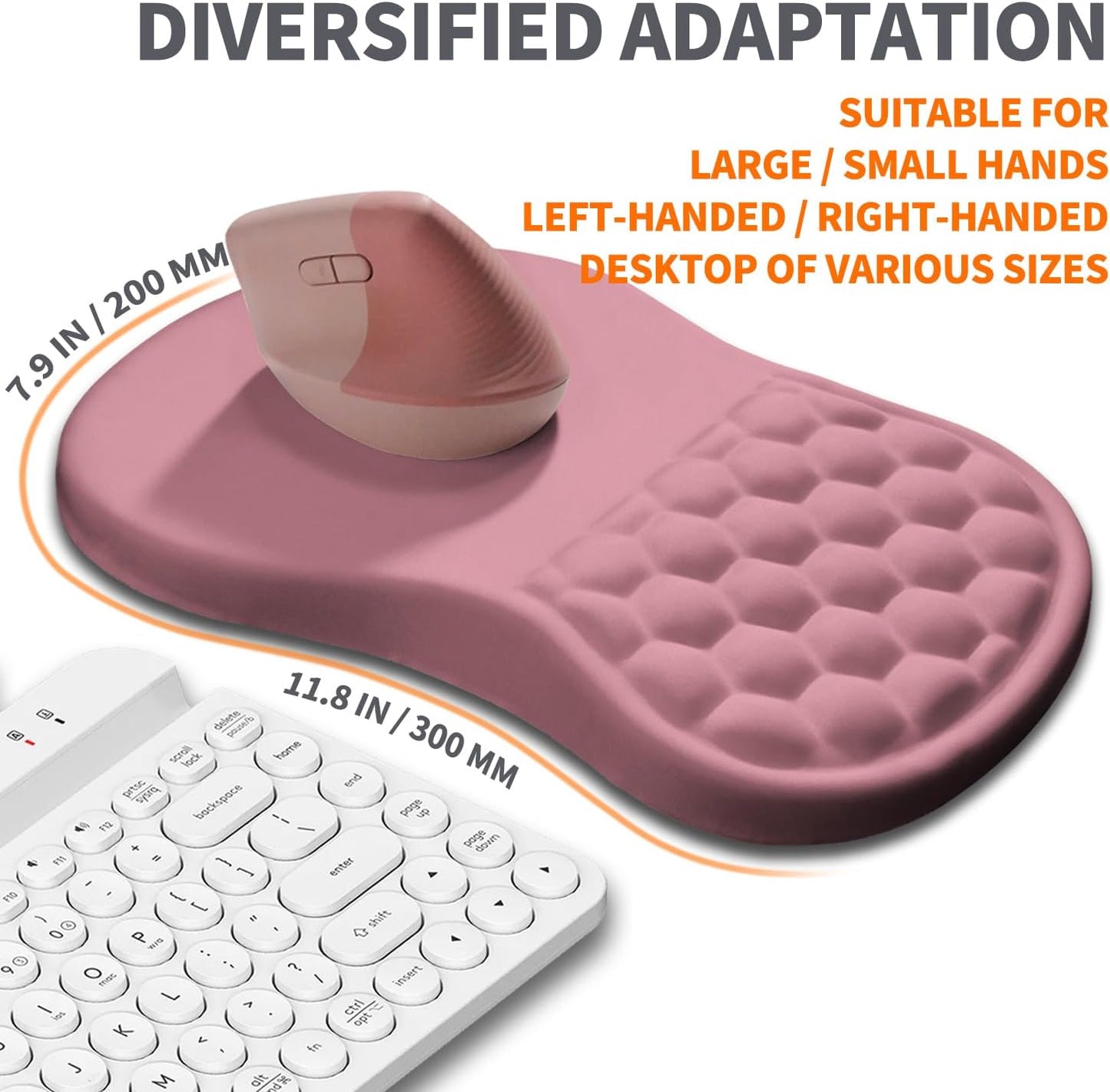 Ergonomic Joint Wrist Support Mouse Pad with Memory Foam Cushion Massage Bump, Carpal Tunnel Pain Relief Mousepad Slope Design for Wrist Rest, 11.8x7.9 in, RosyBrown