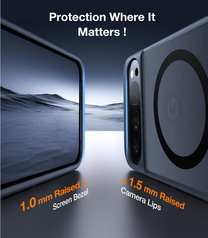 TORRAS Magnetic & Stand for Google Pixel 9 Pro XL Case, Fit for MagSafe, 12FT Mil-Grade Drop Protection, Slim Fit for Google Pixel 9 Pro XL Phone Case with Built-in Kickstand, Translucent Matte Black