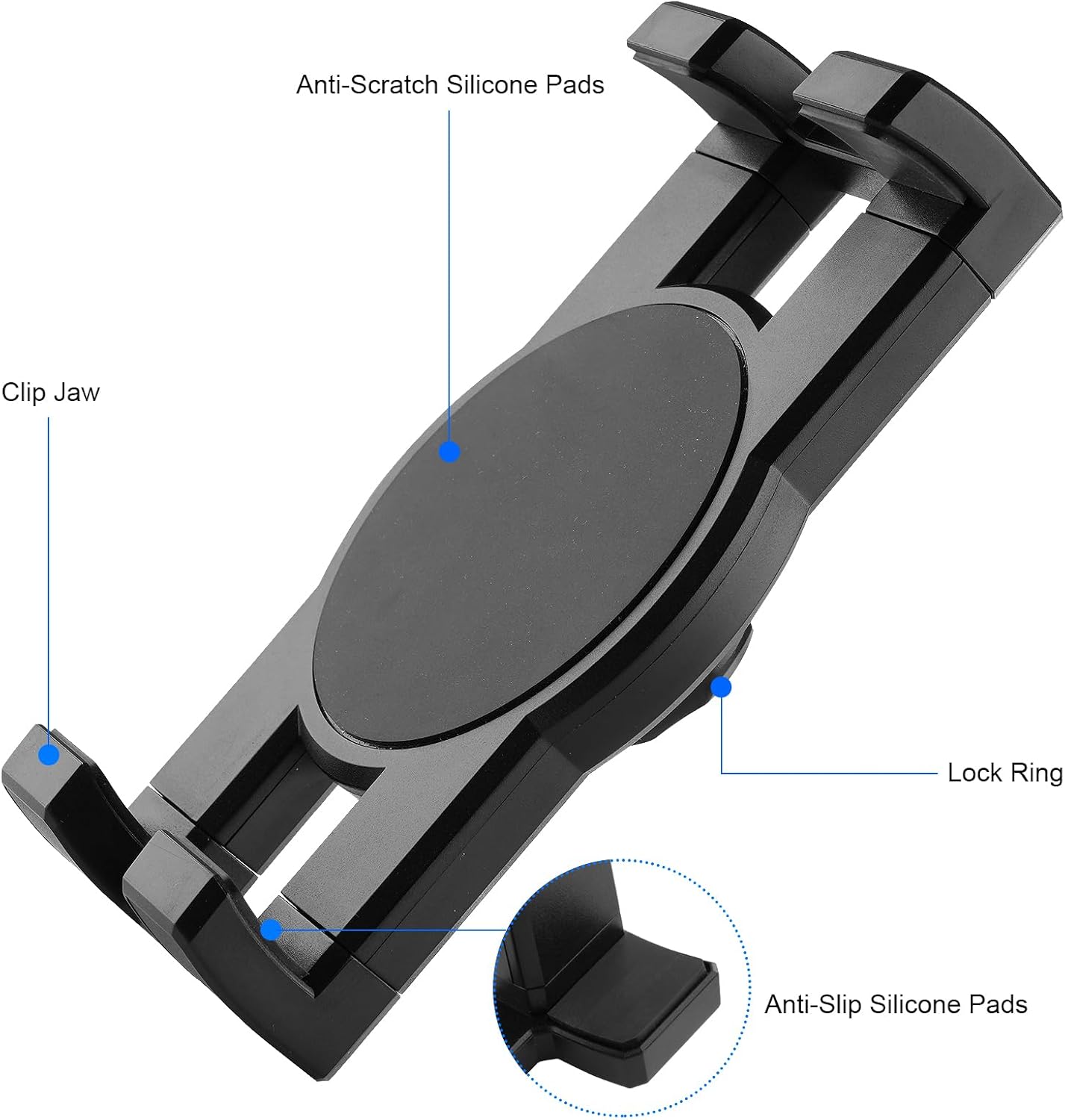 Boat Helm Tablet Holder, Marine Boat Handle Bar Pole Mount, 360°Rotation Clamp Non-Slip Aluminum Alloy Mount,Compatible with 4.7~12.9" iPad/Nexus/LG G Pads/e-Reader/iPhone