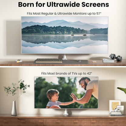 Monitor-Arm Ultrawide Heavy Duty 24-57'' - Aluminum Single Monitor Mount Holds up to 59.4lbs, Adjustable Desk Mount Stand, VESA75/100/200mm, White