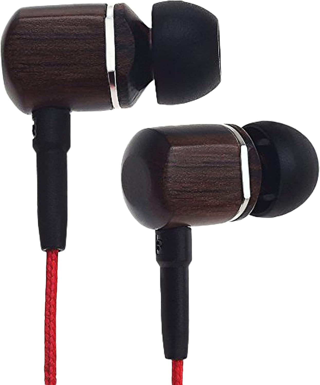 Symphonized MTRX Premium Genuine Wood In-ear Noise-isolating Headphones with Mic and Nylon Cable (Red)