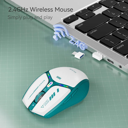 Uciefy V19 Wireless Mouse, 2.4GHz Rechargeable Mouse LED with Battery Indicator, Magnetic Computer Mice with USB Receiver & Type-C Adapter for Laptop/PC/Mac/Chromebook - Green
