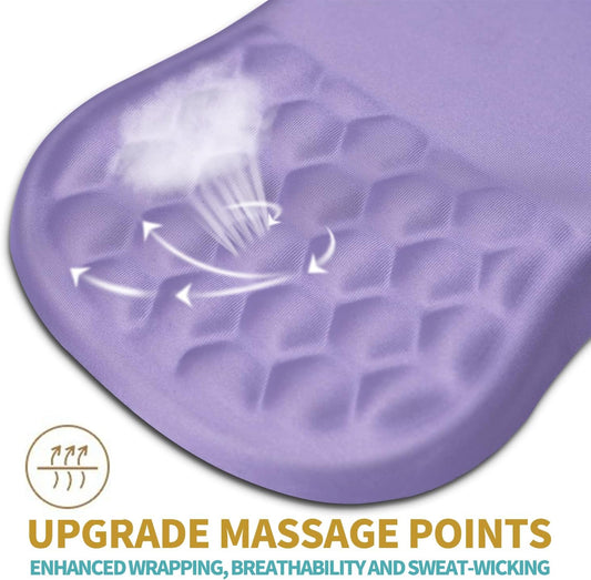 Hokafenle Ergonomic Mouse Pad Wrist Support with Massage Design, Wrist Rest Pain Relief Mousepad with Memory Foam&Non-Slip PU Base, Mouse Pads for Wireless Mouse & Desk (12x8 inch,Lavender)