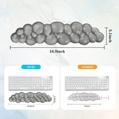 Gel Cloud Keyboard Wrist Rest, Cute Wrist Support and Arm Support Keyboard Rest for Keyboard Typing Pain Relief，Suitable for Office/Computer/Laptop/Gaming（Keyboard Wrist Rest Gray ）